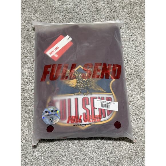 NEW FULL SEND Embroidered EagleShield Pullover Hoodie -Maroon Medium Heavyweight - Picture 6 of 7